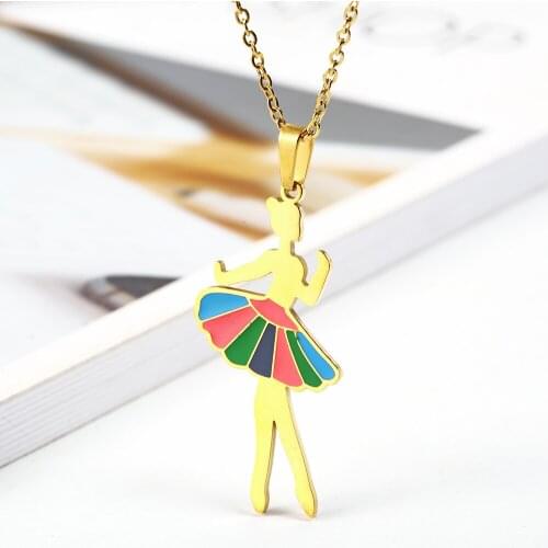 OUFEI Stainless Steel Jewelry Woman Vogue 2019 Charm Ballet Necklace Earrings set Jewelry Accessories Jewelry Sets Jewelry Sets