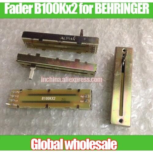 1pcs MX-100 ALPHA Straight Slide Potentiometer B100Kx2 for BEHRINGER Mixer / 72mm Double linkage With Axis Fader B100Kx2 15D