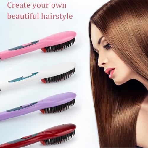 Professional Electric Hair Straightener Comb Straight Styling Auto Massager Hot Heating Iron Straightening Brush Hair Care Tools
