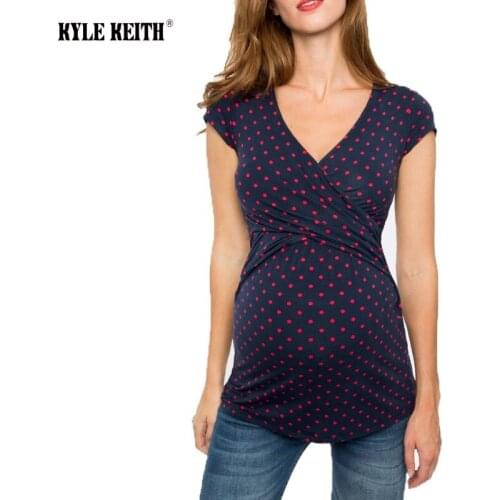 Plus Size S-XXL Maternity Short Sleeve Top V Neck Ruched Waist Pregnancy T-Shirts Breastfeeding Nursing Clothes