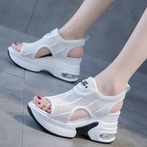 Ladies Sandalias Female Casual Shoes Women Platform Sandals 2021 Velcro Stretch Fabric Summer Womens Comfort Walking Footwear