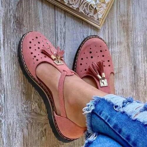 Summer Fashion Women Hollow Out Flat Heels Sandals Female Casual Sewing Platform Sandals Retro Classic Ladies Tassel Shoes