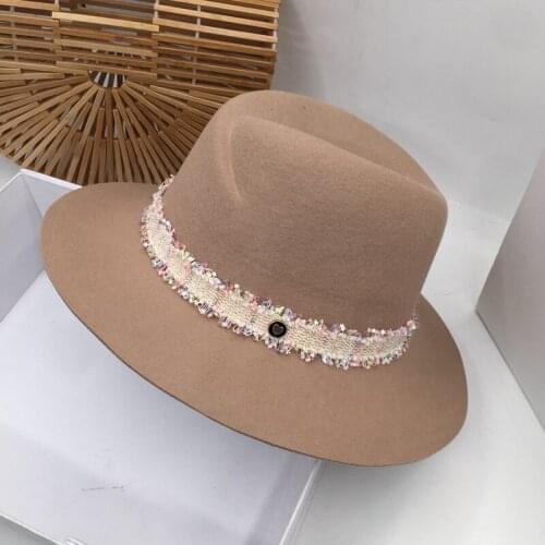 Panama female wool wool felt hat elegant aristocratic homburg contracted retro jazz cap Europe and the United Fedoras