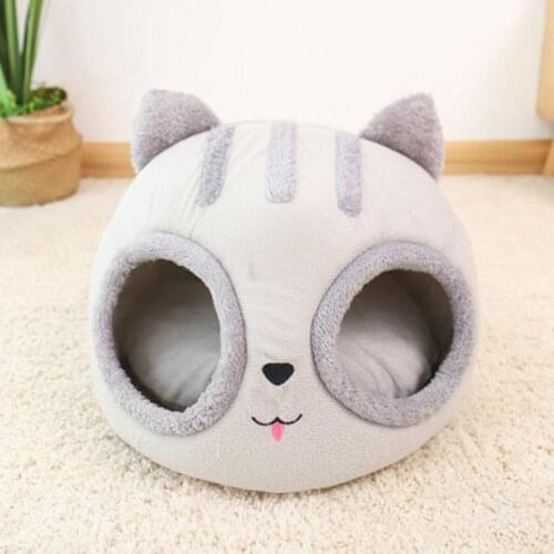 Cat Nest Fabric Kitty Bed House Semi-closed Detachable Comfortable Kitty Shaped Cat Nest For Pet Cartoon Small Cat Sleeping Nest