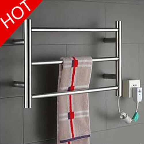 Three-layer Heated Towel Warmer Stainless Steel Wall Mounted Electric Heated Towel Rail Bathroom Towel Rack Dryer YEK-8022