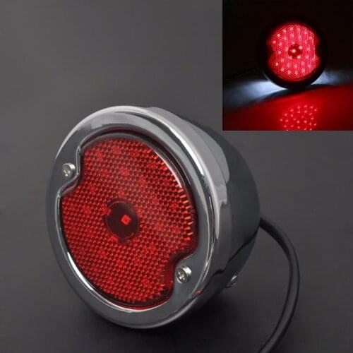 Universal 12V Cafe Racer Round LED Vintage Running Brake Tail Light For Harley Honda Scooter Cruiser Dirt Bike Chopper Ducati
