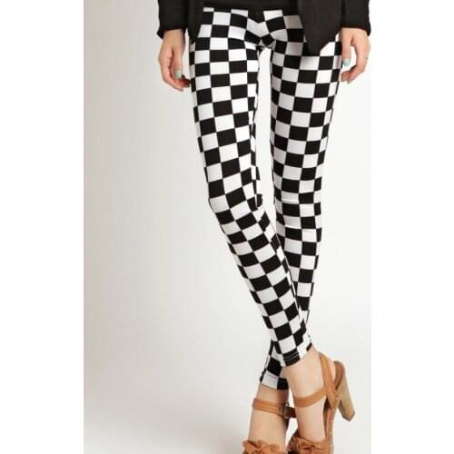 Spring summer checkerboard slim leggings women