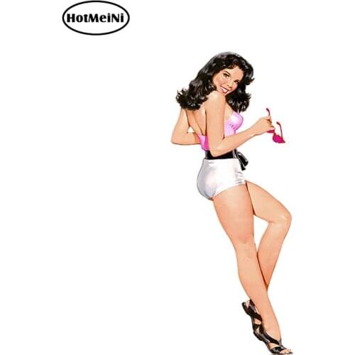HotMeiNi Brunette-in-shorts-pin-up-Girl Vinyl Decal bumper window Car Laptop Car Sticker 13x15cm