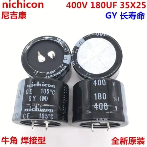 2PCS/10PCS 180uf 400v Nichicon GY 35x25mm 400V180uF Snap-in PSU Capacitor
