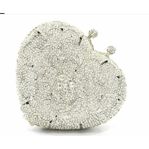 Women Gold/Silver Stone Crystal Evening Bag Clutch Purse Bride Handbag with Chain Wedding Diamond Metal Clutches Minaudiere Bag