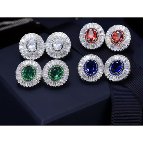 QTT Vintage Dazzling Zircon Stud Earrings High Quality 925 Sterling Silver Charms Temperament Jewelry for Women Wedding Party