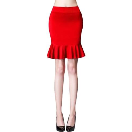 New red Latin Dance Skirts Womens Training Performance Spandex Pleated skirt