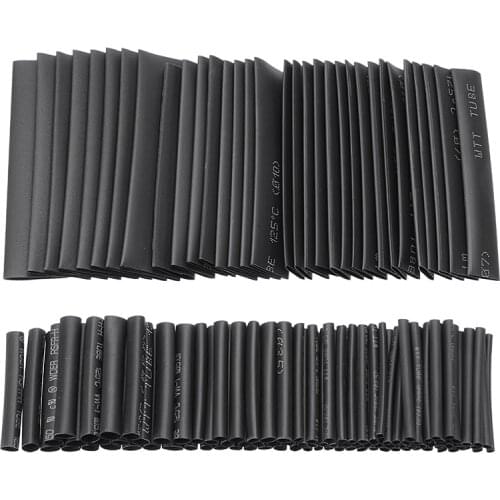 127pcs/set Black Heat Shrink Sleeving Tubing Tube Assortment Kit Electrical Connection Electrical Wire Wrap Cable Mixed Size