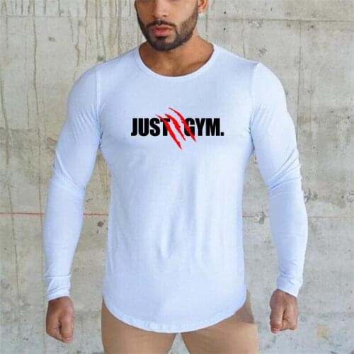 2021 Fashion O Neck Long Sleeve T Shirt Men Slim T-Shirt Tops Casual Muscle Tops Mens Summer Autumn Cotton Gyms Clothing