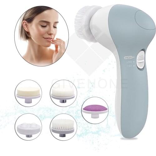 5 in 1 Face Cleansing Brush Silicone Facial Brush Electric Wash Face Machine Deep Cleaning Pore Skin Care Face Massage Brush