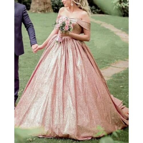 Ball Gown Glitter Off Shoulder Prom Dresses 2021 Sparkly Formal Evening Party Dress Gown Robe De Soiree