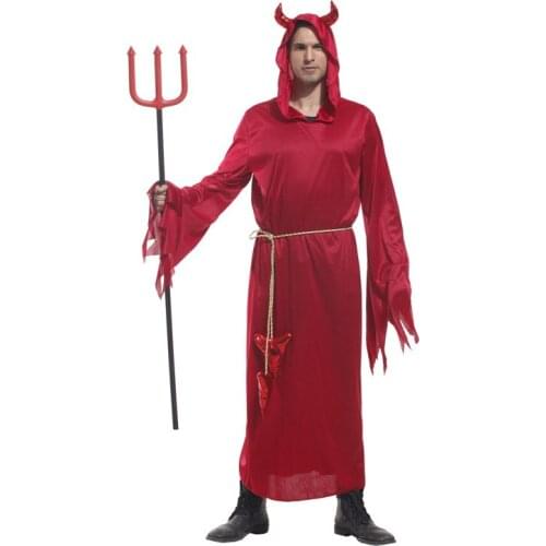 Free shipping ,adult halloween party costume red horn devil costume clothes