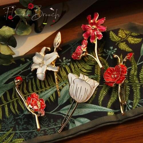Retro Oil Painting Style Brooch Flower Fashion Womens Large Rose Brooches Jewelry Accessories Luxury Wedding Engagement Gift