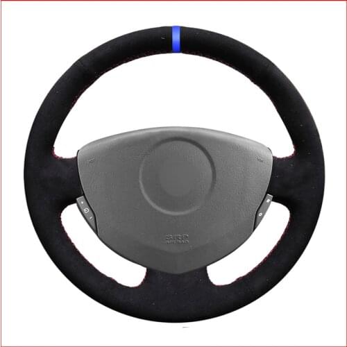Black Suede Steering Wheel Cover for Renault Clio 2 2001 2002 2003 2004 2005 Dacia Sandero 2008 2009 2010 2011 2012