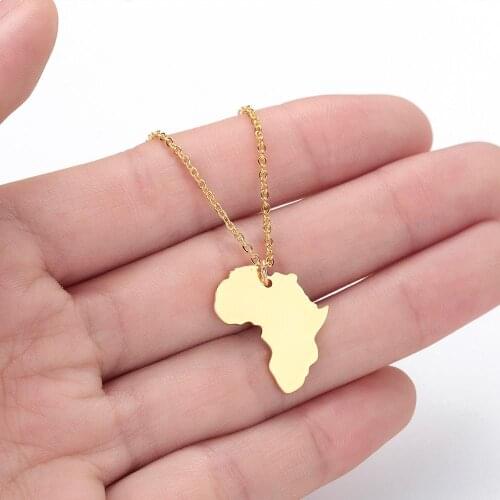 CHENGXUN Africa Map Pendant Necklace Motherland Symbol Necklace World Map Jewelry Fashion Gold for Family African Friends