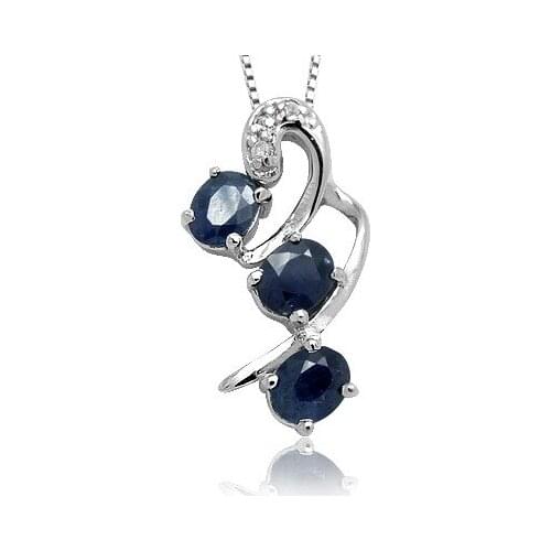 Elegant 925 Silver Sapphire Necklace Pendant 4mm*5mm Natural Sapphire Pendant Sterling Silver Sapphire Jewelry