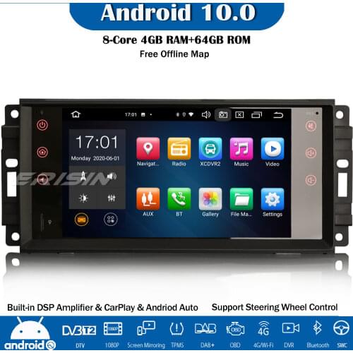 Erisin ES8176J DAB+ Android 10 Car Stereo Autoradio DSP GPS CarPlay Wifi USB for Jeep Compass Wrangler Dodge Challenger Chrysler
