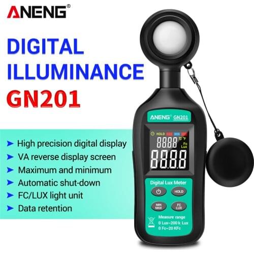 GN201 Luxmeter Digital Light Meter 200K Lux Meter Photometer uv Meter UV Radiometer Handheld Illuminometer Photometer