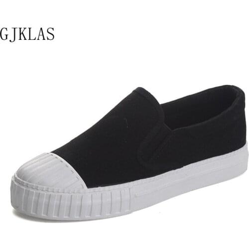 Canvas Flat Vulcanize Shoes Womens Sneakers Casual Fashion Confortable Shoes Loafers Women Slip Ons White Black Sneaker Shoe