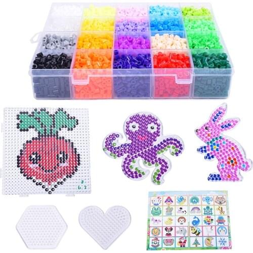 JINLETONG 6800Pcs Fuse Beads 5mm Kits Including 5Pcs Hama Beads Templates Pegboards 1PcTweezers 5 Ironing Papers Fittings Gift