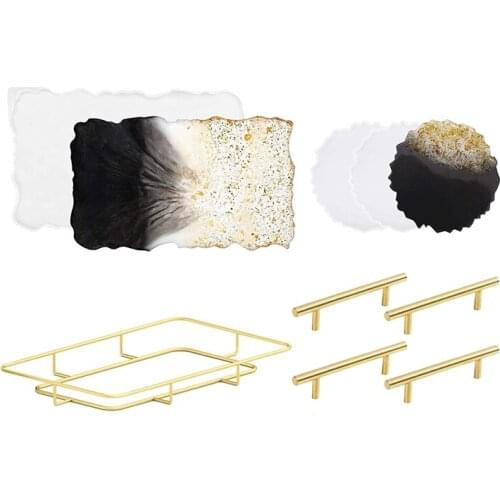 Tray Resin Mold Set,Serving Board Mold,Coaster Mold,Metal Frame, Tray Handles for Making Tray, Coaster, Fruit Mat