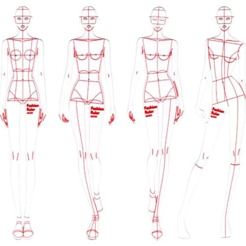 Fashion Drawing Template Ruler Set Female Sewing Humanoid Patterns Design Clothing Measuring Curve Rulers for Drafting