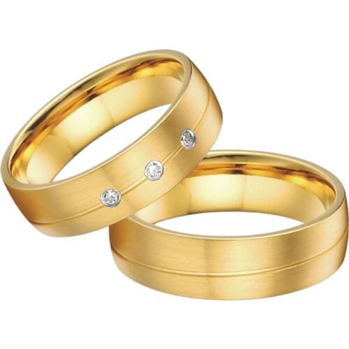Lovers alliance gold color couple wedding rings set for men and women Jewelry Ring marriage wedding band set