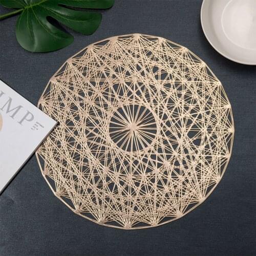Table Mat, Household Hexagram Pattern Placemat Hollow Out Heat Insulation Pad Decorative Mat 3 Colors