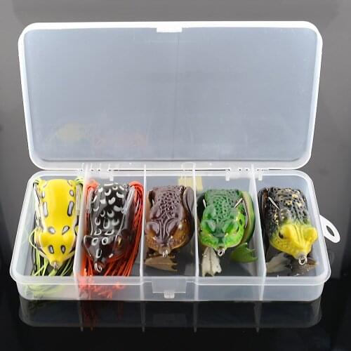 New pattern 5pcs Frog Lure Ray Frog Topwater Fishing Crankbait Lures Artificial Soft Tube Bait Soft Fishing Lures set