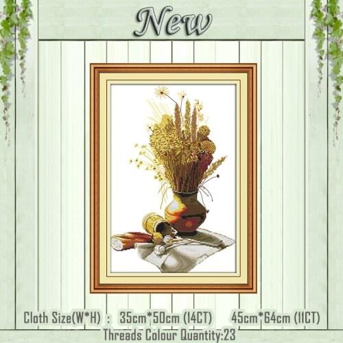Autumn flower vase decor painting counted printed on the canvas DMC 11CT 14CT kits chinese Cross Stitch embroider needlework Set