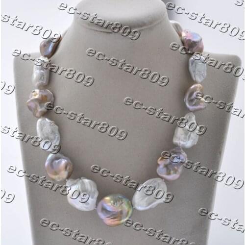 Z11190 Huge 17" 29mm Baroque Lavender White Reborn KESHI Pearl Necklace Choker Fine Women Fine Jewelry
