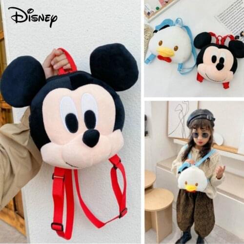 Disney Anime Mickey Mouse Plush Backpack Donald Duck Cartoon Figure Pattern Children High Capacity School Bag Baby Backpack