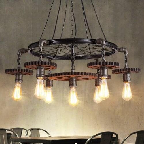 Gear 1/3/5/7 heads pendant lamps theme restaurant cafe bar personality industrial wind Iron Retro industry Loft lights ZA