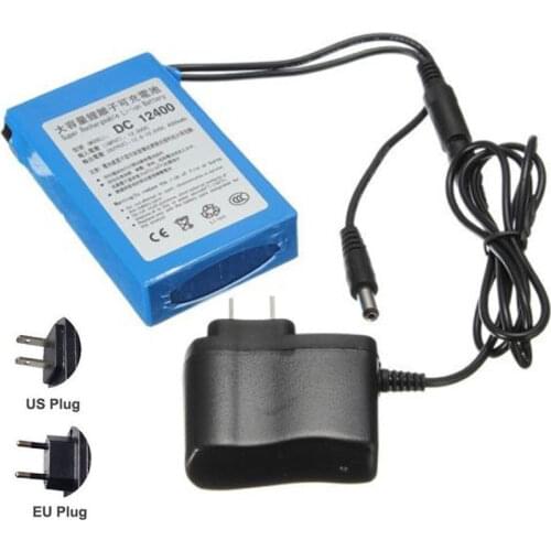 US/EU Plug DC-12400 DC12400 DC 12V 4000mAh Portable Li-ion Rechargeable Polymer Power Battery Pack with AC Wall Charger