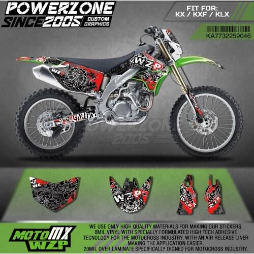 PowerZone Custom Team Graphics Decals 3M Stickers Kit For Kawasaki Sticker Decal 2006-08 09-12KX250F KX450F 08-13KLX450R 46