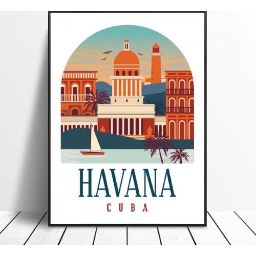 Retro Vintage Havana Canvas Print Wall Art Poster Picture Modern Bedroom Living Room Decoration No Frame