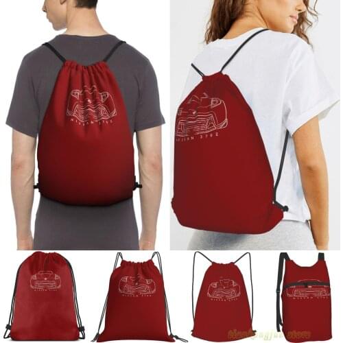 Men Outdoor Travel Drawstring Backpack Bags Nissan 370Z - Front Stencil, White Women Sports Travel Bag Fitness Swimming Bag