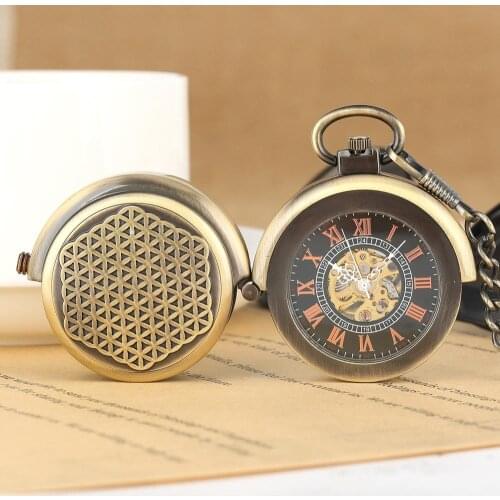 Unique Double Turntable Capping Hand-Winding Mechanical Pocket Watch Men Antique Steampunk Bronze Pocket Chain Clock Retro reloj