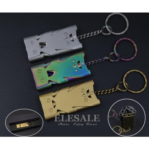 High Quality Stainless Steel Emergency Survival Whistle For Outdoor Camping Emergency Survival With Key Chain Gift Box
