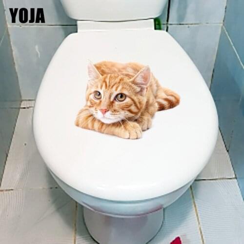 YOJA 25.6×19.7CM Daze Cat Funny Cartoon Toilet Cover Decor Decals Personality Home Room Wall Stickers T1-3081
