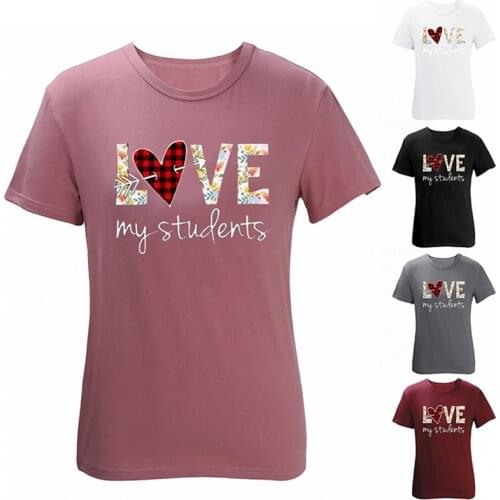 WomenS Fashion Casual LOVE ValentineS Day Letter Print T-Shirt Short Sleeve Top