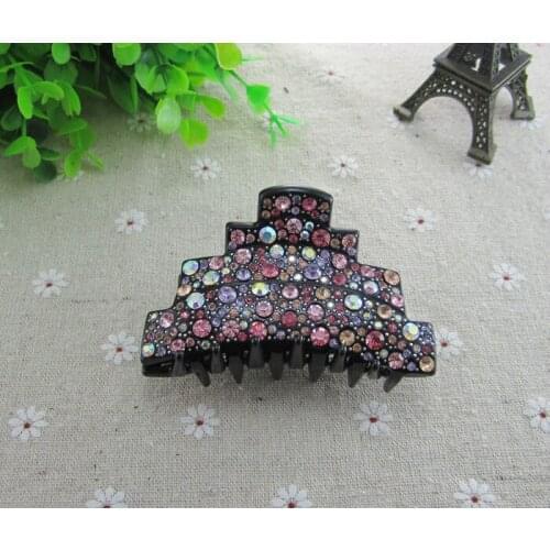 Fashion Geometry Shape Fulll Rhinestone Hair Claw 8CM Medium-Size Multicolor Hair Accessories Women Crystal Hair Pin 6 Colors