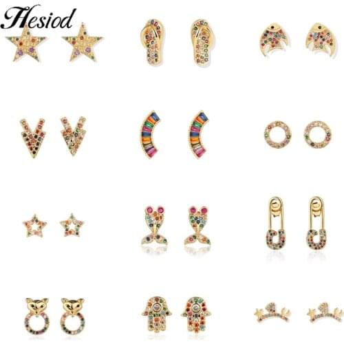 1 Pair Copper Micro Pave Zirconia Flip-Flops Little Goldfish Star Guitar Stud Earrings Suitable for Girls Or Ladies Gifts