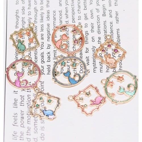10pcs/lot 20*20mm Cat Rabbit Diy Deisgn Enamel Charm for Jewelry Making Earring Bracelet or Necklace Charms