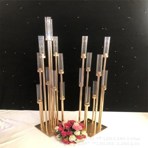 1pcs 8\10Heads Metal Candelabra Candle Holders Wedding props Table Centerpiece Flower Stand lampsha Candelabrum Home Decor